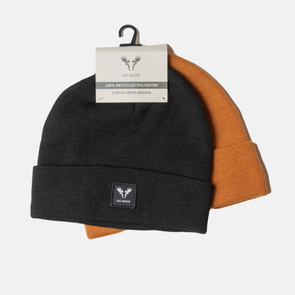 Fat Moose FM2795_Black_Rust_orange Base 2-pack beanie Black Rust orange 5715528151060